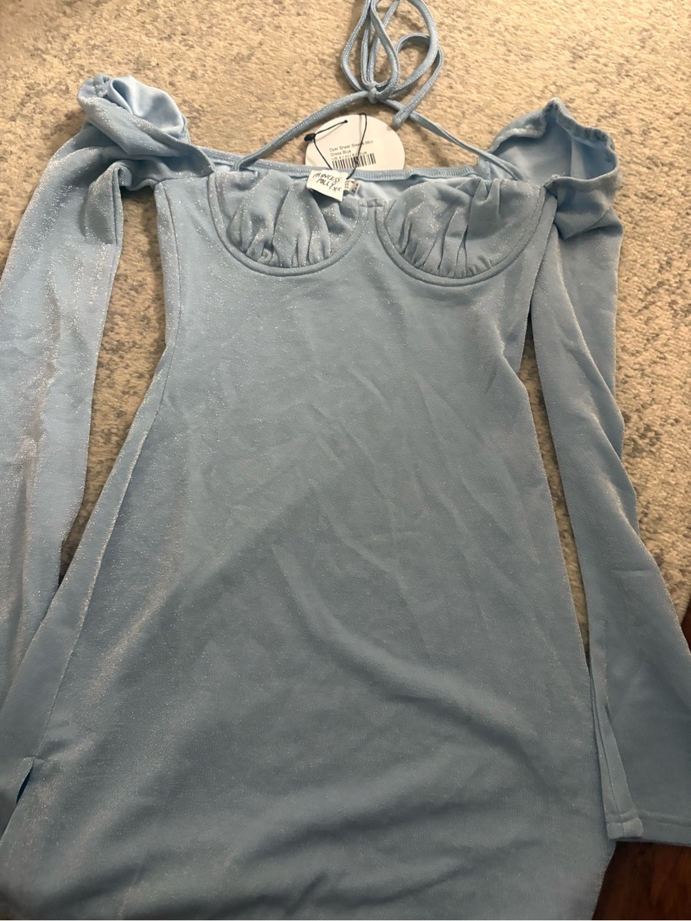 Princess Polly light Blue Off-Shoulder mini Dress with Built-In Cups